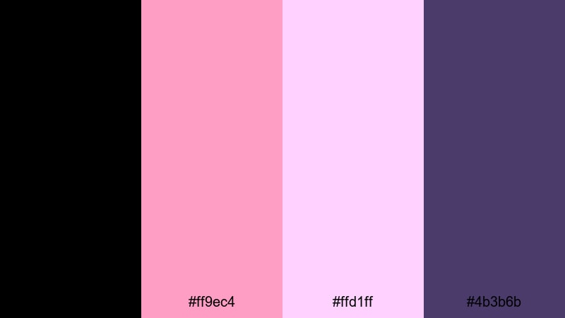 cotton candy after dark black pink color palette with hex codes