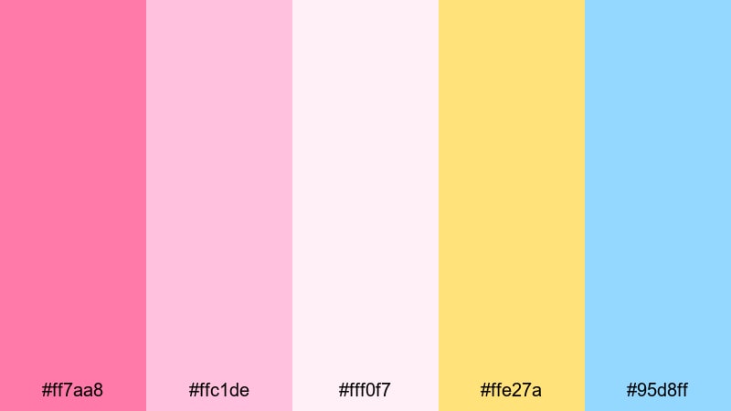 cotton candy boardwalk pink flamingo color palette with hex codes