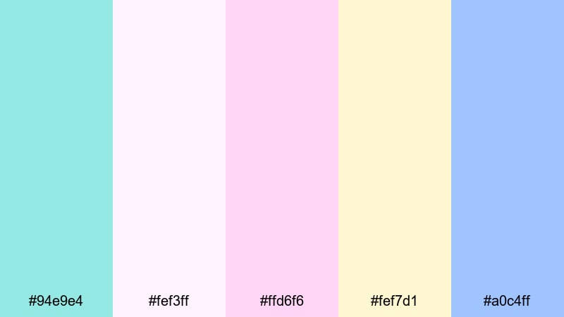 cotton candy breeze robins egg blue color palette with hex codes