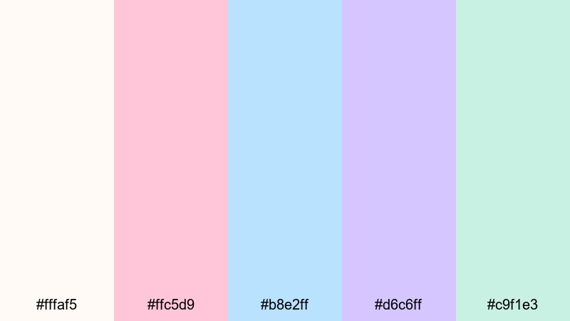 cotton candy cloudscape pink cream color palette with hex codes