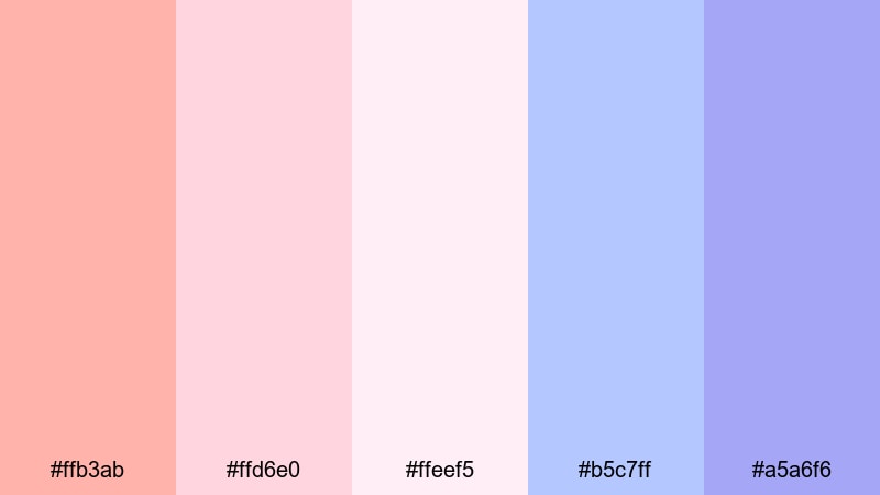 cotton candy coral coral pink color palette with hex codes