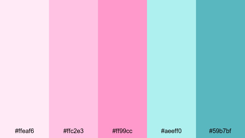 cotton candy cove pink teal color palette with hex codes