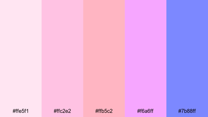 cotton candy daybreak sunrise color palette with hex codes