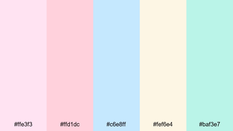 cotton candy daydream candy color palette with hex codes
