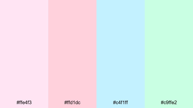 cotton candy daydream happy color palette with hex codes