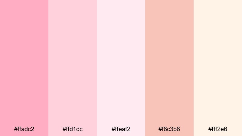 cotton candy daydream pastel red color palette with hex codes