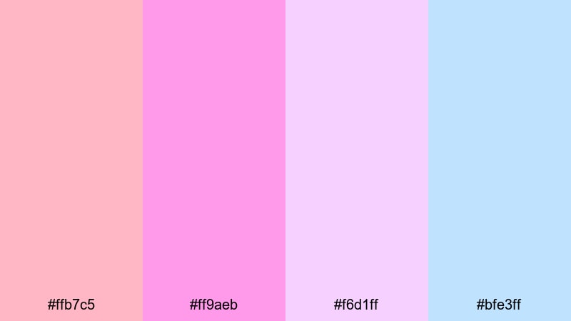 cotton candy drift gradient color palette with hex codes