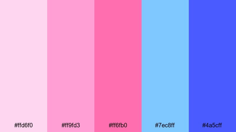 cotton candy evening magenta color palette with hex codes