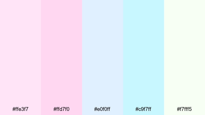 cotton candy haze holographic color palette with hex codes