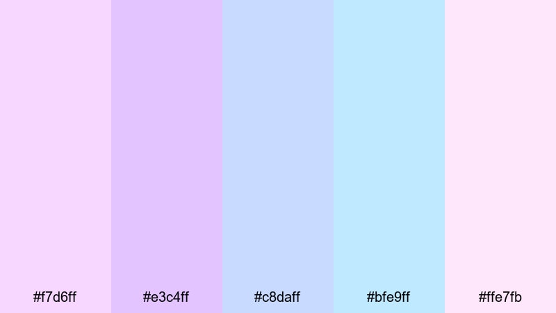 cotton candy horizon pastel blue purple color palette with hex codes