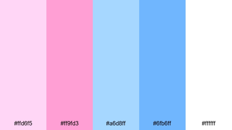 cotton candy horizon pink blue color palette with hex codes