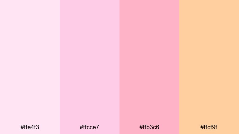 cotton candy horizon pink red orange color palette with hex codes