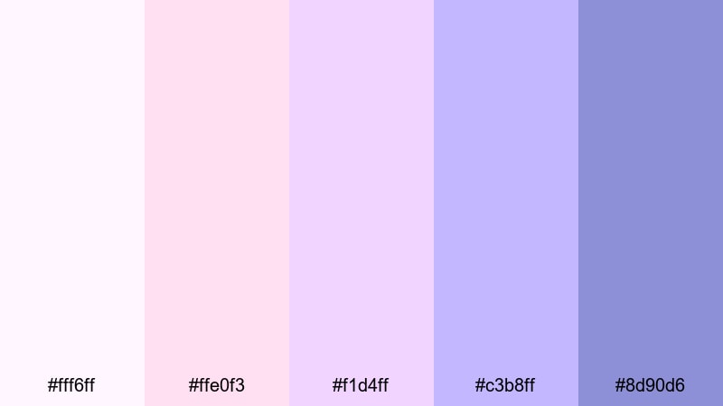 cotton candy lavender skies lavender color palette with hex codes