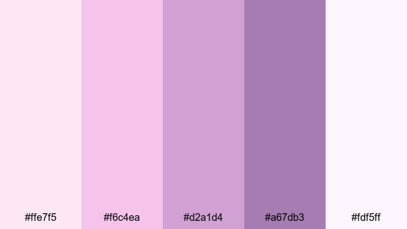 cotton candy mauve skies mauve color palette with hex codes