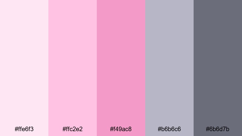 cotton candy metro pink gray color palette with hex codes
