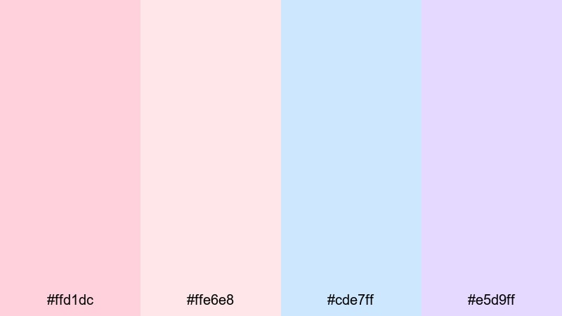 cotton candy morning birthday color palette with hex codes