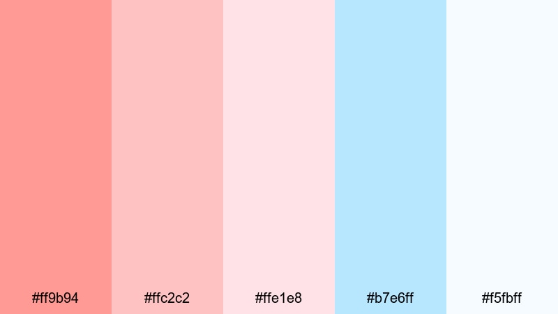 cotton candy shores coral salmon color palette with hex codes