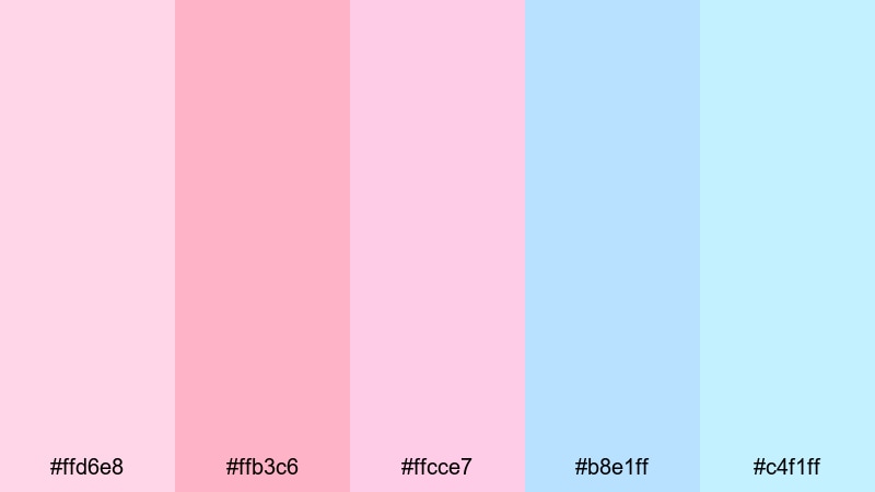 cotton candy skies aesthetic color palette with hex codes