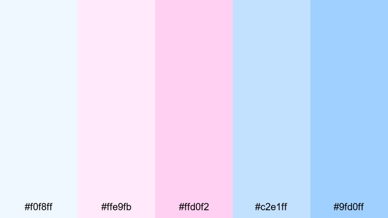 cotton candy skies alice blue color palette with hex codes
