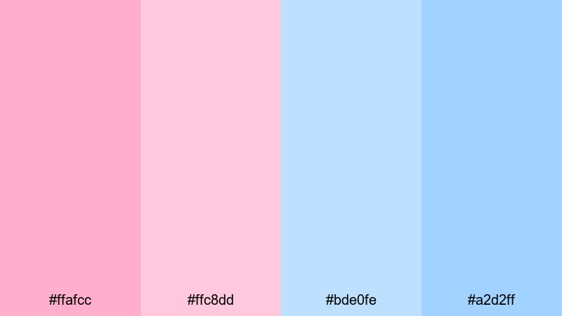 cotton candy skies bright color palette with hex codes