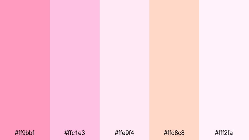 cotton candy skies candy pink color palette with hex codes