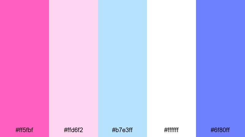 cotton candy skies fuchsia pink color palette with hex codes