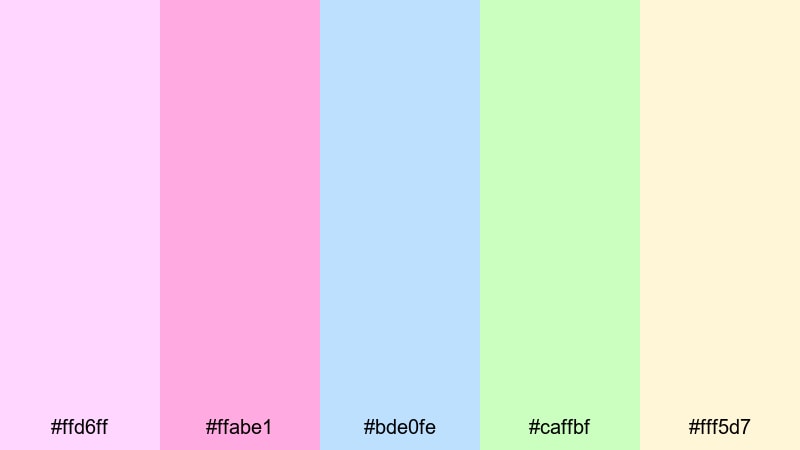 cotton candy skies fun color palette with hex codes