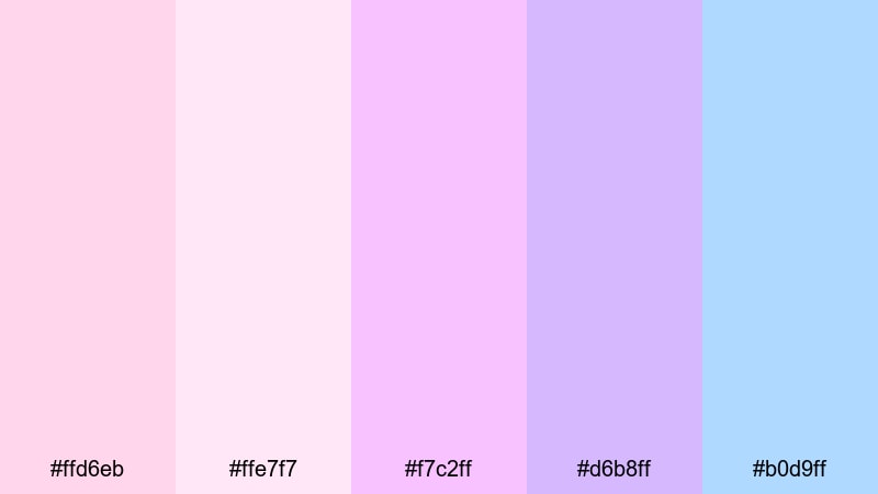 cotton candy skies light pink color palette with hex codes