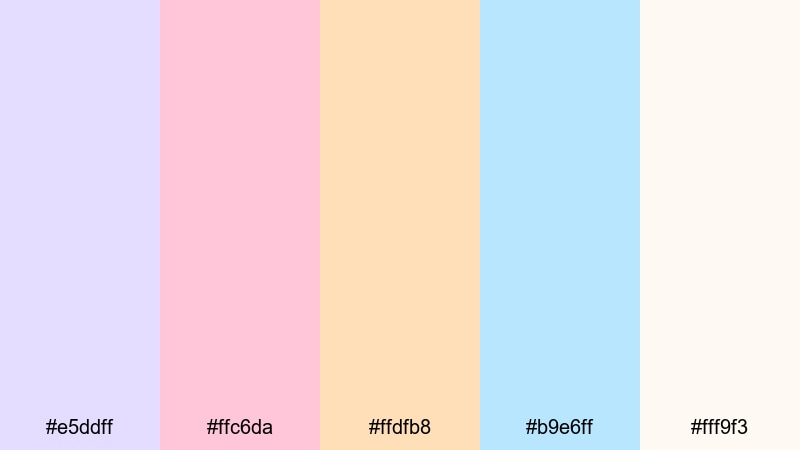 cotton candy skies pale lavender color palette with hex codes