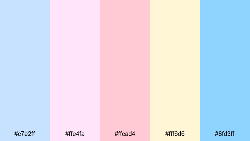 cotton candy skies pastel blue color palette with hex codes