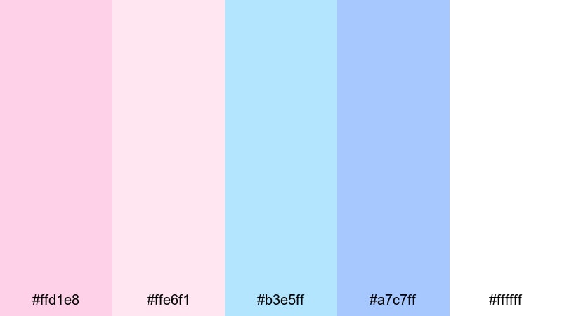 cotton candy skies pastel pink color palette with hex codes