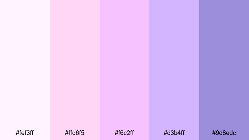 cotton candy skies pink lavender color palette with hex codes