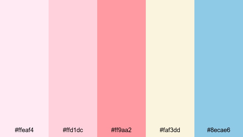 cotton candy skies red pink color palette with hex codes