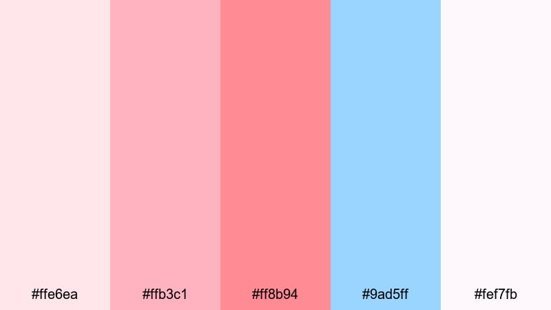 cotton candy skies salmon color palette with hex codes