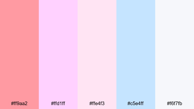 cotton candy skies salmon pink color palette with hex codes