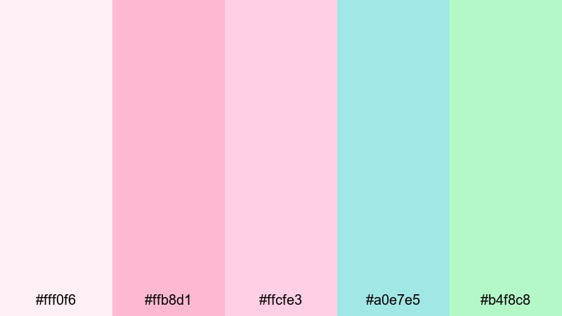 cotton candy stand food color palette with hex codes