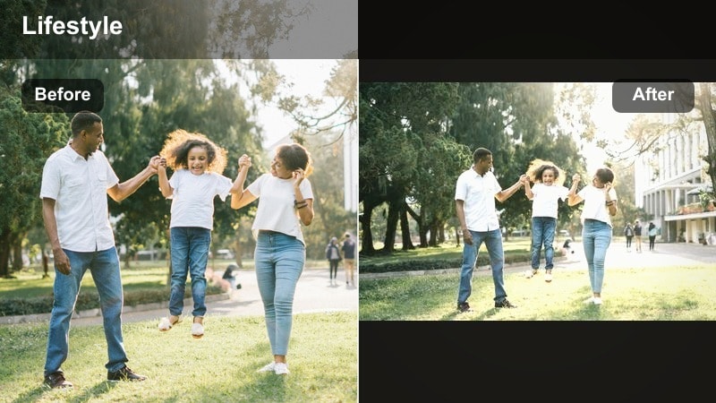 City lifestyle shot with pastel neon tones and soft clarity