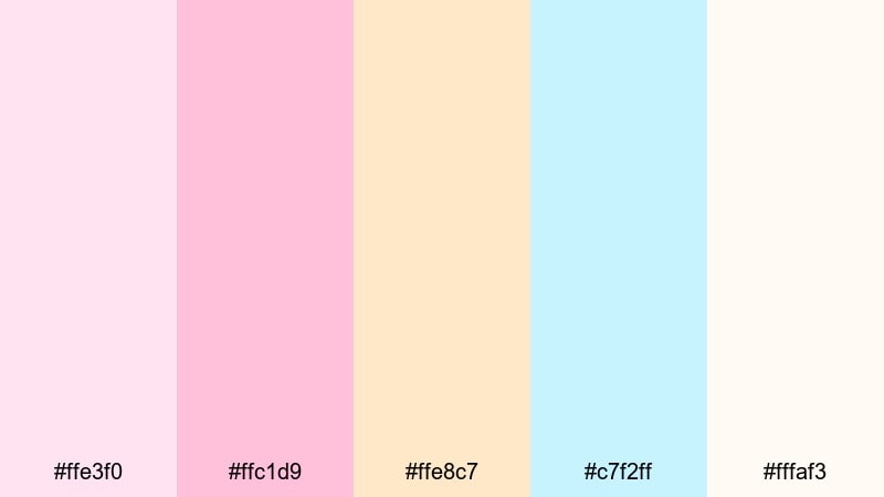 cotton candy studio blush pink color palette with hex codes