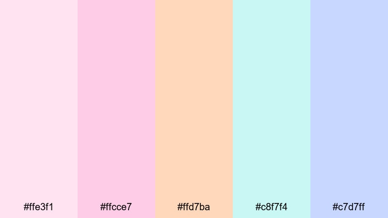 cotton candy sunrise feminine color palette with hex codes