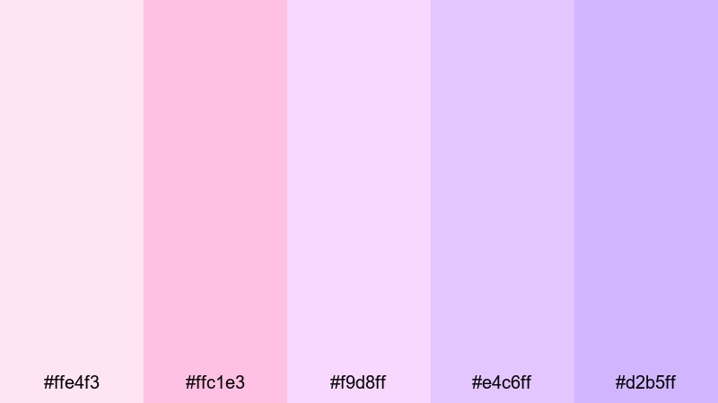 cotton candy sunrise pastel pink purple color palette with hex codes