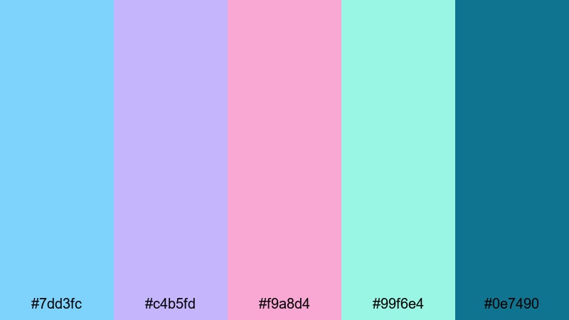 cotton candy tide purple turquoise color palette with hex codes