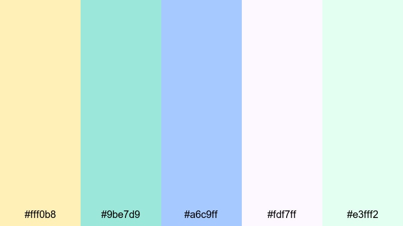 cotton candy waves yellow teal blue color palette with hex codes