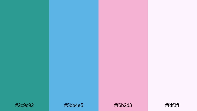cotton cloud reef green blue pink color palette with hex codes