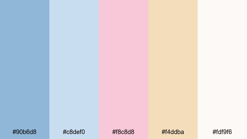 cotton cloud rose blue rose gold color palette with hex codes