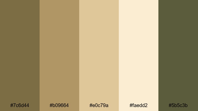 countryside picnic fade brown olive color palette with hex codes