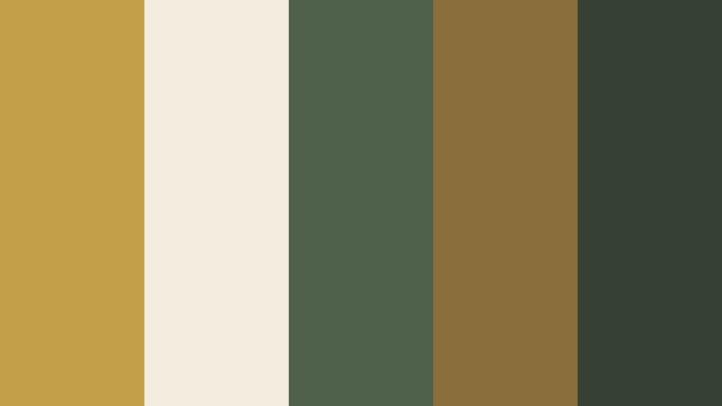 countryside weekend cabin muted mustard color palette with hex codes