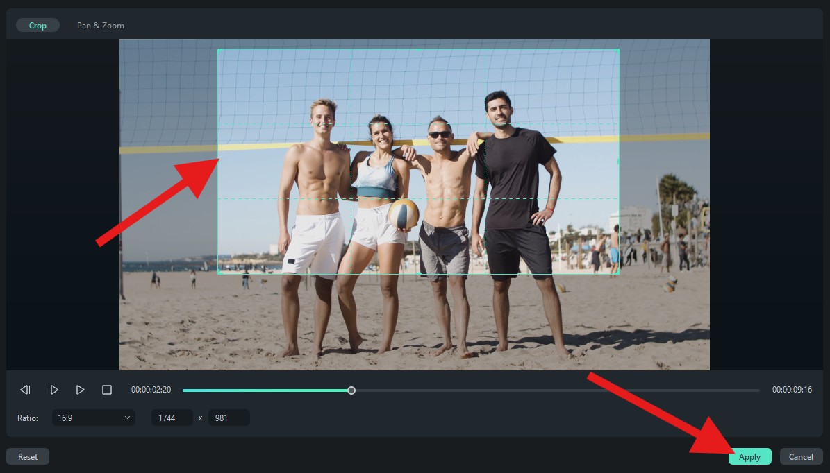 use crop and zoom feature filmora