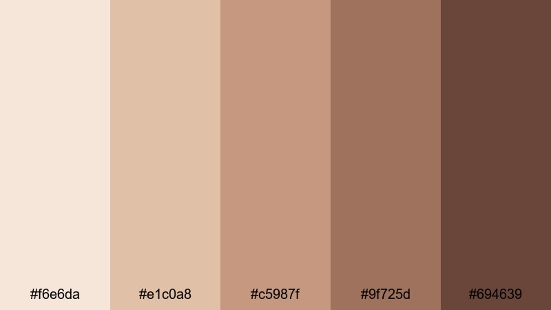 cozy cafe afternoon beige pink color palette with hex codes