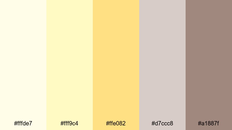 cozy chamomile light yellow color palette with hex codes
