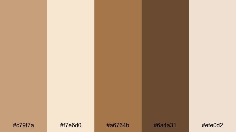 cozy latte camel camel color palette with hex codes